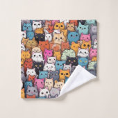 猫ファンタジー：かわいいアニメ猫ガロール バスタオルセット (ウォッシュタオル)