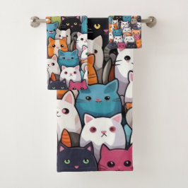 猫ファンタジー：かわいいアニメ猫ガロール バスタオルセット