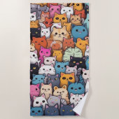 猫ファンタジー：かわいいアニメ猫ガロール ビーチタオル (正面)