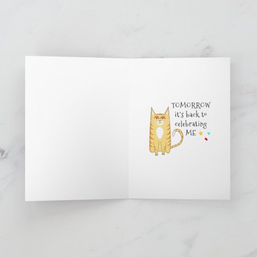 猫ファン猫おもしろい紙吹雪パーティーハッピーバースデー カード (内部)