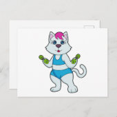 猫フィットネスダンベル ポストカード (正面/裏面)