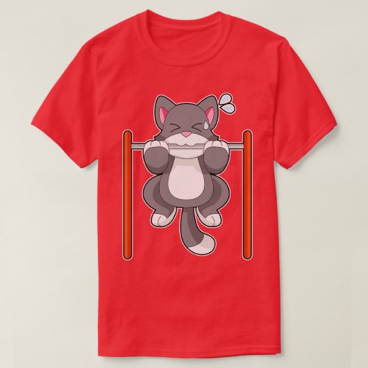 猫フィットネスプルアップスポーツ Tシャツ (デザイン正面)