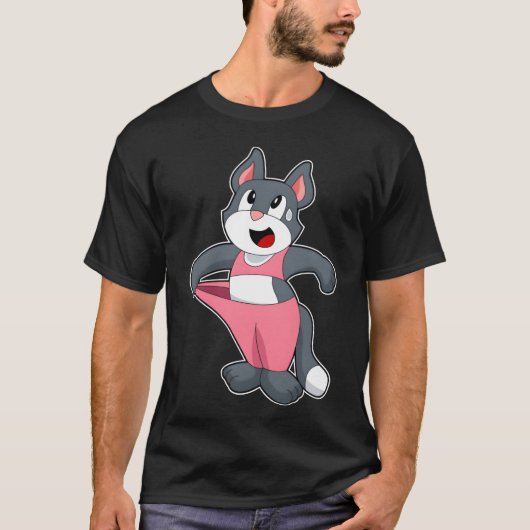 猫フィットネスレトロ Tシャツ (正面)