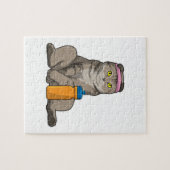 猫フィットネス飲みマグ ジグソーパズル (横)