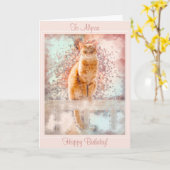 猫フェミニン誕生日カード カード (黄色い花)