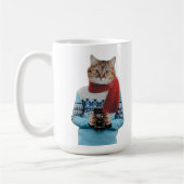 猫フォトグラファーのヴィンテージセーター予測できな コーヒーマグカップ (左)