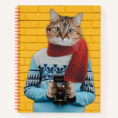 猫フォトグラファーのヴィンテージセーター予測できな ノートブック (正面)