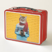 猫フォトグラファーのヴィンテージセーター予測できな メタルランチボックス (裏面)