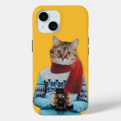 猫フォトグラファーのヴィンテージセーター予測できな Case-Mate iPhoneケース (裏面)