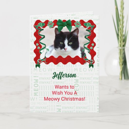 猫フォトホリデーカスタムクリスマスから シーズンカード (正面)