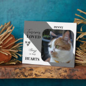 猫フォト悔やみや弔慰キープサケペットメモリアルグレー フォトプラーク (側面)