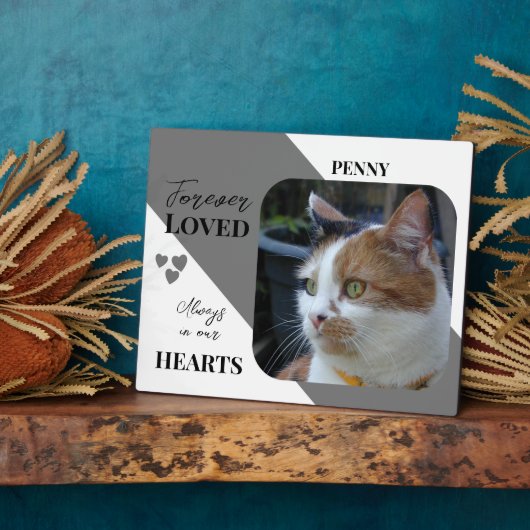 猫フォト悔やみや弔慰キープサケペットメモリアルグレー フォトプラーク (側面)