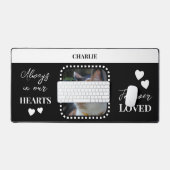 猫フォト悔やみや弔慰ペットメモリアルブラック デスクマット (キーボード&マウス)