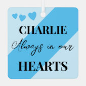 猫フォト悔やみや弔慰記念PETメモリアルブルー メタルオーナメント (裏面)