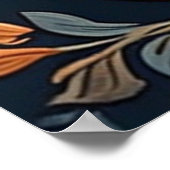 猫フォークアートの装飾 ポスター (角)