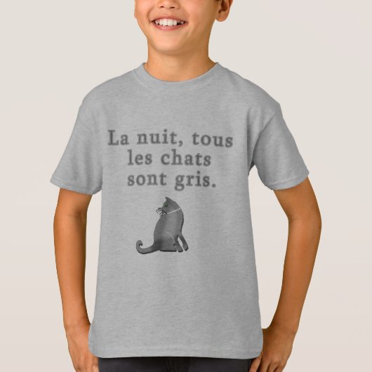 猫フランスのことわざ Tシャツ (正面)