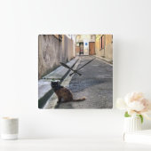 猫フランスのたち スクエア壁時計 (ホーム)