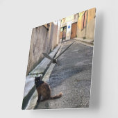 猫フランスのたち スクエア壁時計 (傾斜)