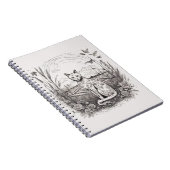 猫フローラ白黒クローズアップ花詳細 ノートブック (右側)