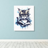 猫ブックコーヒーウォーター色ぼう抽象芸術 キャンバスプリント (インサイチュ (ウッドフロア))