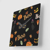 猫ブハロウィーン スクエア壁時計 (傾斜)