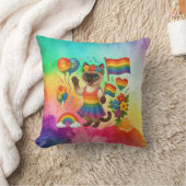 猫プライドポーズキャットインスパイアプライドLGBTQ クッション (ブランケット)