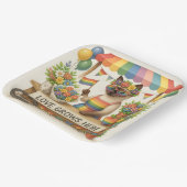 猫プライドポーズキャットインスパイアプライドLGBTQ ペーパープレート (傾斜あり)