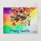 猫プライドポーズキャットインスパイアプライドLGBTQ ポストカード (裏面)