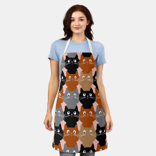 猫プリントキッチンエプロン エプロン