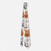 猫プリントパターン01x4 ネクタイ (裏面)