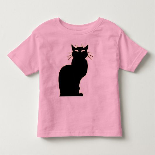 猫ベビーのシャツブラックキャットアート幼児シャツ トドラーTシャツ (正面)