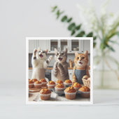 猫ベーキング、ベーキングパーティの招待状、猫カード 招待状 (スタンド正面)