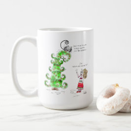 猫ペッおもしろいトマンガの喜びのクリスマスツリよくはしゃぐー コーヒーマグカップ