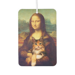 猫ペットのレオナルド・ダ・ヴィンチを抱いたモナ・リサ カーエアーフレッシュナー