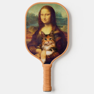 猫ペットのレオナルド・ダ・ヴィンチを抱いたモナ・リサ ピックルボールラケット