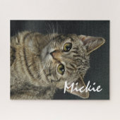 猫ペットの写真パーソナライズされた名キャットレディ ジグソーパズル (横)