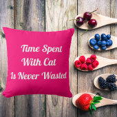 猫ペットの引用文ピンクパーソナライズされたの時間 クッション