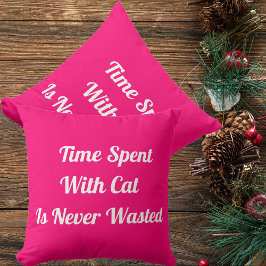 猫ペットの引用文ピンクパーソナライズされたの時間 クッション