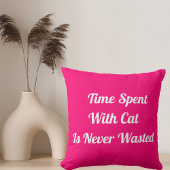 猫ペットの引用文ピンクパーソナライズされたの時間 クッション