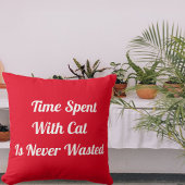 猫ペットの引用文レッドパーソナライズされたで過ごす時間 クッション