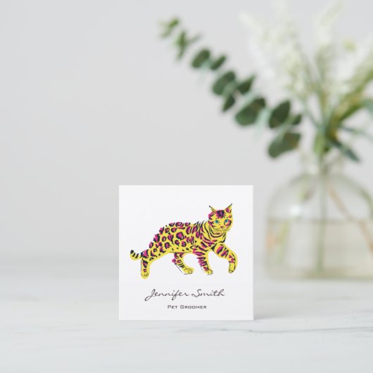 猫ペットカラフルトリマースクエアビジネスカード スクエア名刺 (スタンド正面)