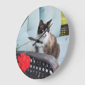 猫ペットファミリー愛される猫 ラージ壁時計 (傾斜)