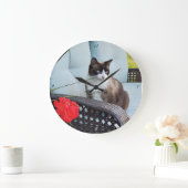 猫ペットファミリー愛される猫 ラージ壁時計 (ホーム)