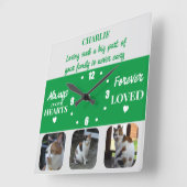 猫ペットロス記念グリーン スクエア壁時計 (傾斜)