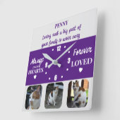 猫ペットロス記念紫 スクエア壁時計 (傾斜)