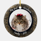 猫ペット初めてのクリスマスフォトサークルフレーム セラミックオーナメント (裏面)