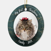 猫ペット初めてのクリスマス写真妖精の木 セラミックオーナメント (左)