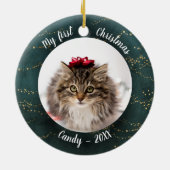 猫ペット初めてのクリスマス写真妖精の木 セラミックオーナメント (裏面)