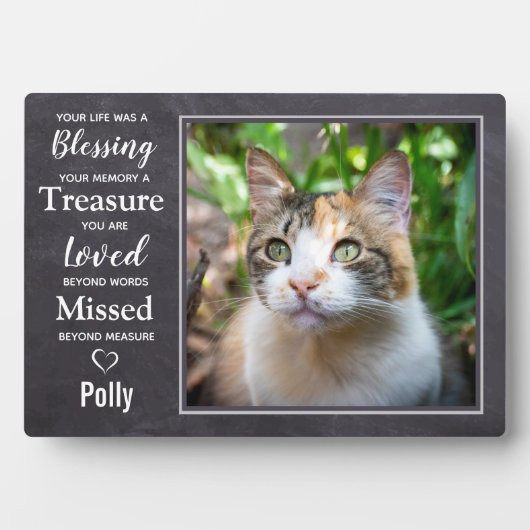 猫ペット記念ギフト – Cat悔やみや弔慰ギフト – Pet Loss フォトプラーク (正面)