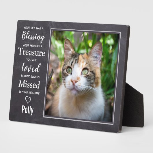 猫ペット記念ギフト – Cat悔やみや弔慰ギフト – Pet Loss フォトプラーク (側面)